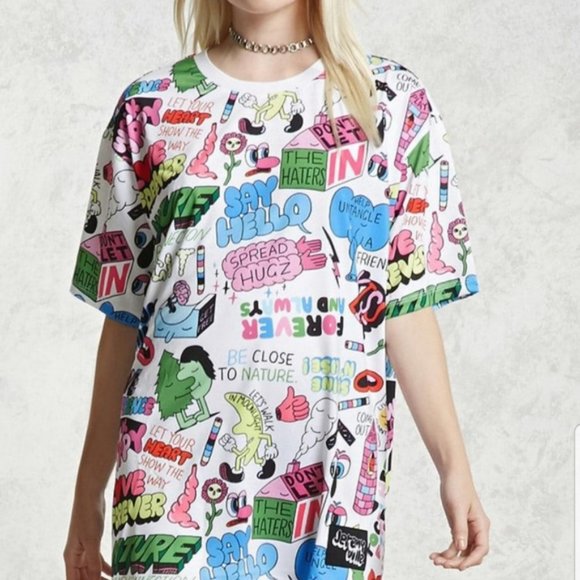 Pants - Jeremyville Shirt Mens Medium White Forever 21 T-S Pop Art Limited Edition